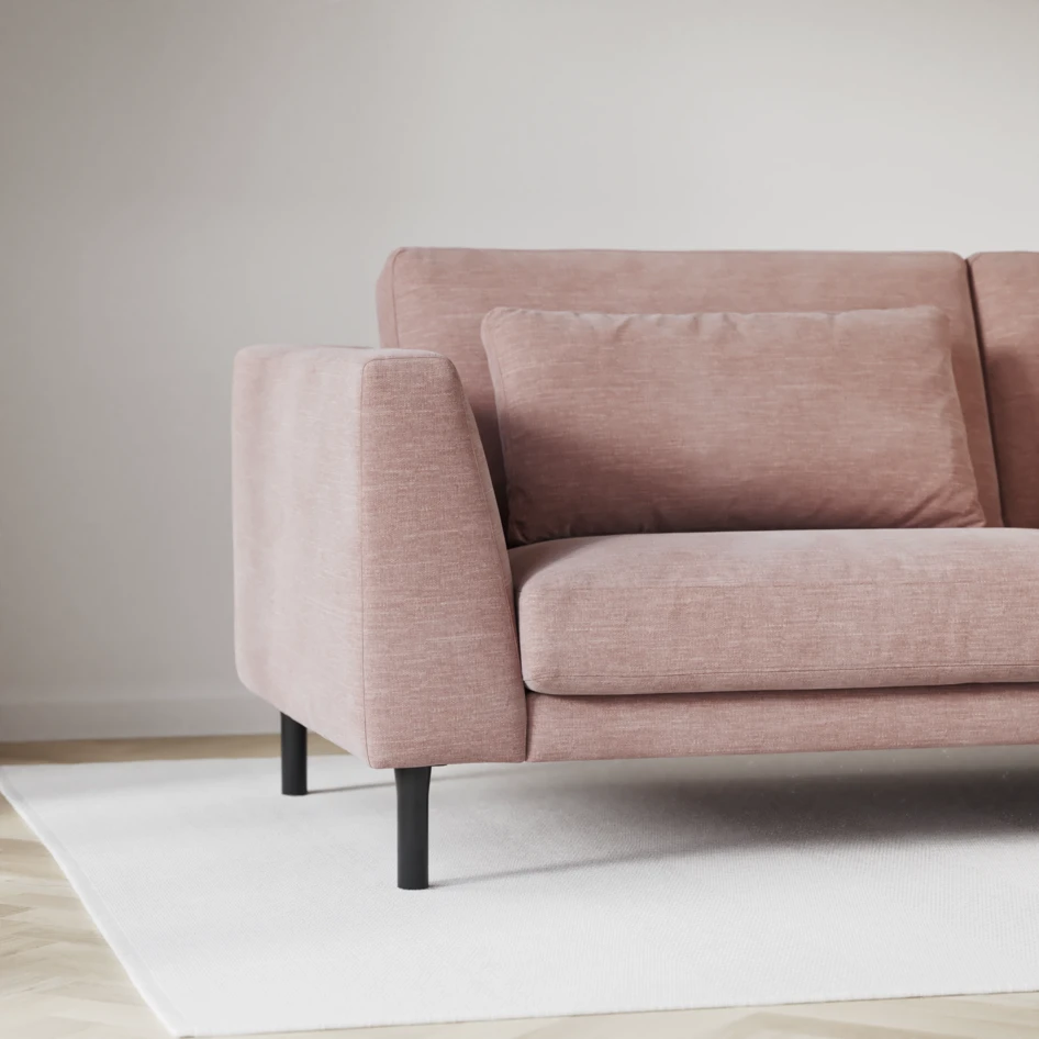 Willow - 3-sits soffa med divan höger, fast klädsel - Rosa