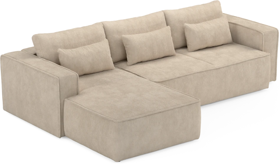 Ide - Bäddsoffa 3-sits med schäslong vänster - Beige