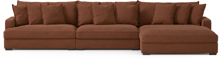 Rossi - 4-sits soffa med schäslong XL höger - Orange