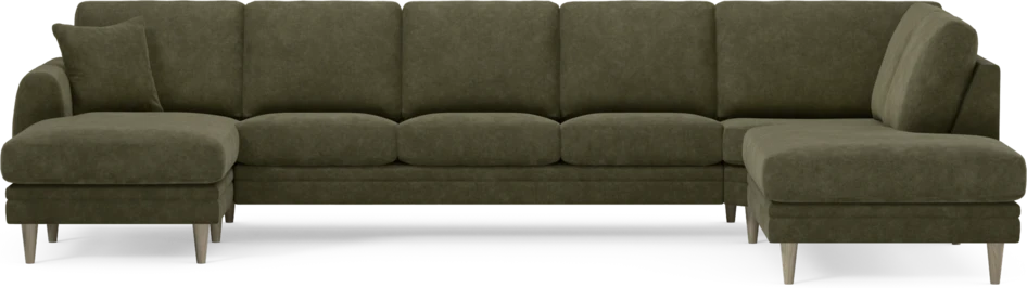 Eden - 3-sits soffa med schäslong vänster och divan höger - Grön