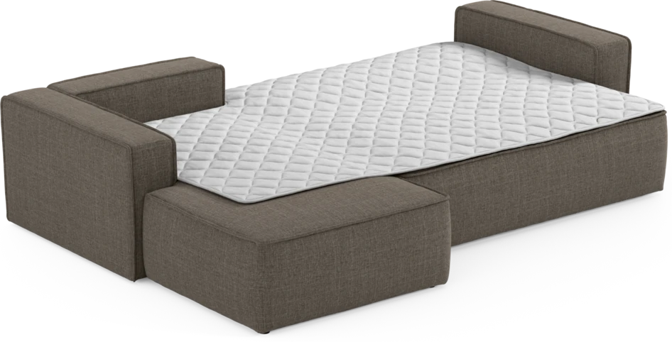 Ide - Bäddsoffa 3-sits med schäslong vänster - Brun