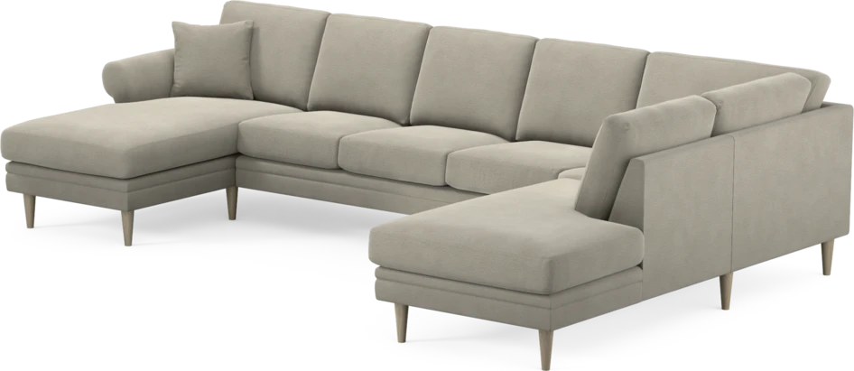 Eden - 3-sits soffa med schäslong vänster och divan höger - Brun