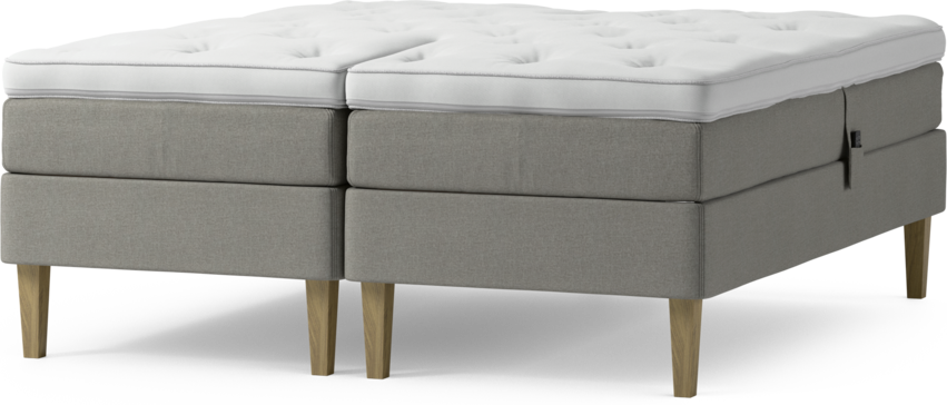 Delux Sense - Ställbar säng, dubbelsäng med bäddmadrass och sängben - Grå