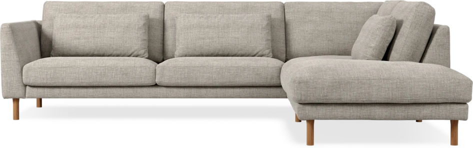 Willow - 3-sits soffa med divan höger, fast klädsel - Grå