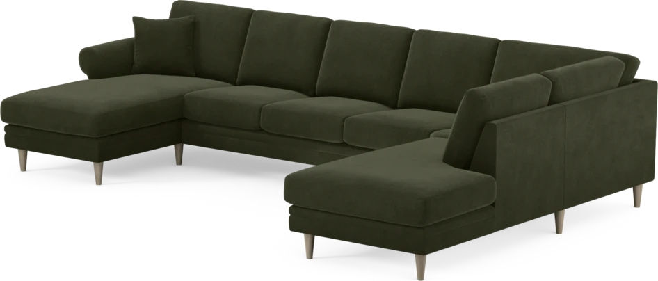 Eden - 3-sits soffa med schäslong vänster och divan höger - Grön
