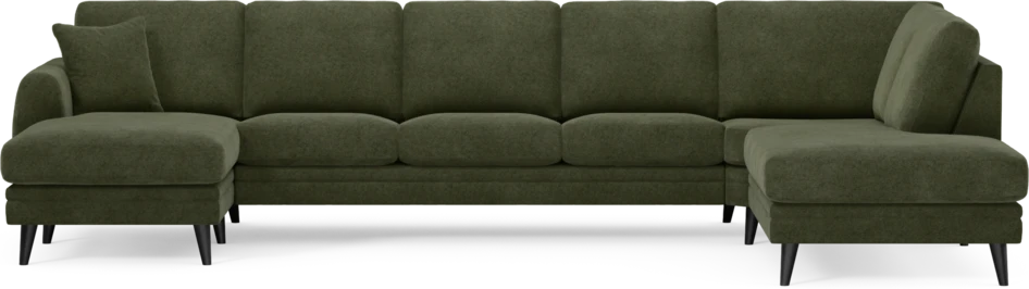 Eden - 3-sits soffa med schäslong vänster och divan höger - Grön