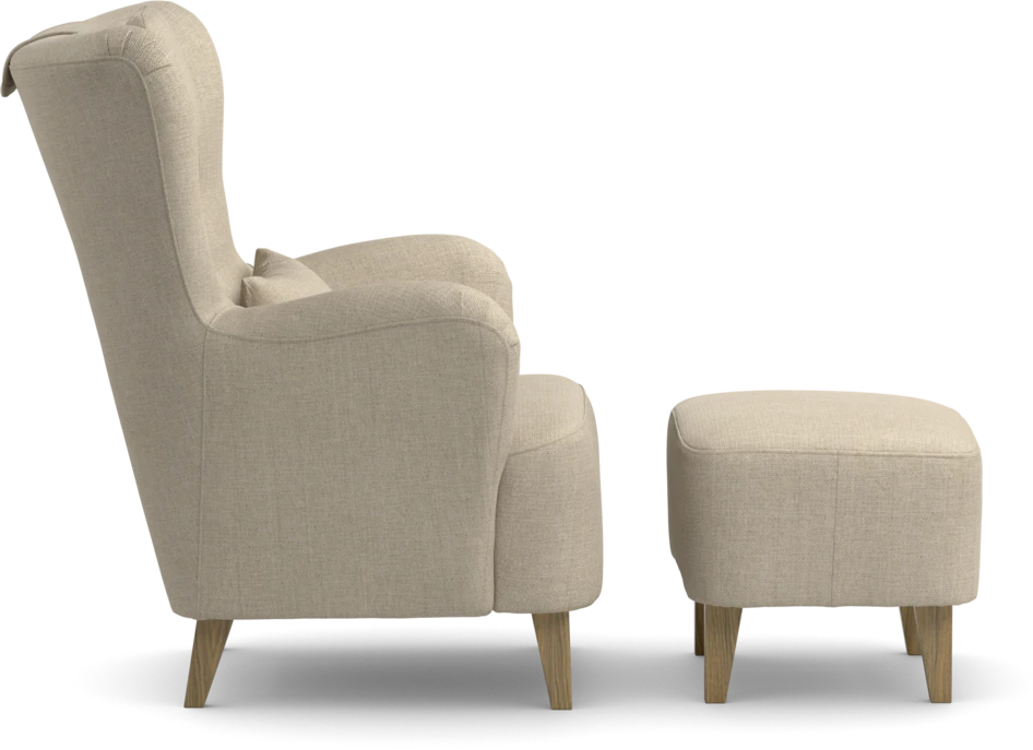 Elin - Fåtölj med fotpall - Beige