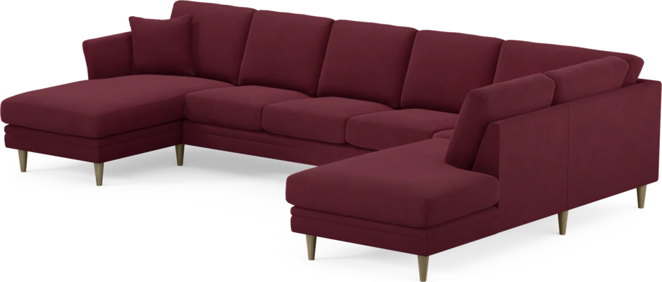 Eden - 3-sits soffa med schäslong vänster och divan höger - Röd