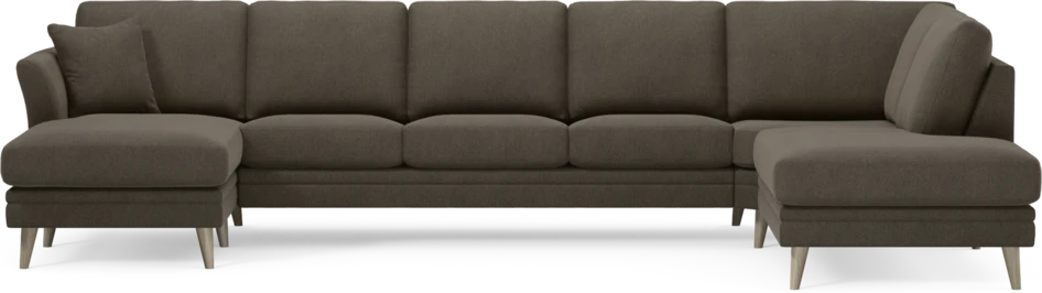 Eden - 3-sits soffa med schäslong vänster och divan höger - Brun