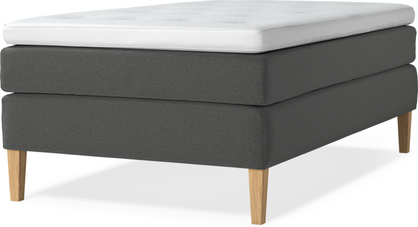 Delux Sense - Kontinentalsäng, enkelsäng 120 cm med bäddmadrass - Grå