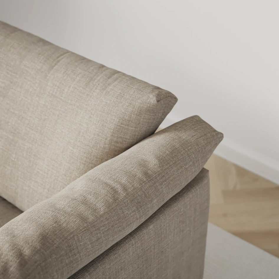Cherrie - 3-sits soffa med divan höger, fast klädsel - Beige
