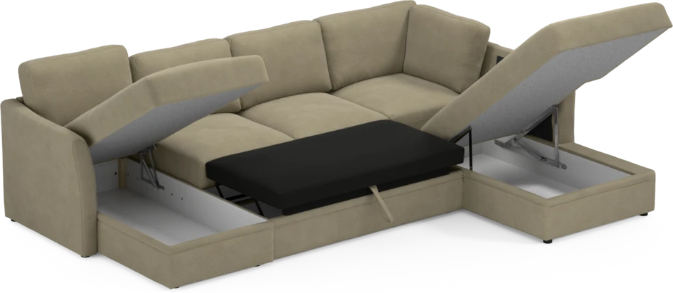 Öland - Bäddsoffa med schäslong vänster och divan höger - Beige