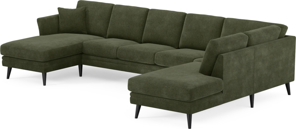 Eden - 3-sits soffa med schäslong vänster och divan höger - Grön