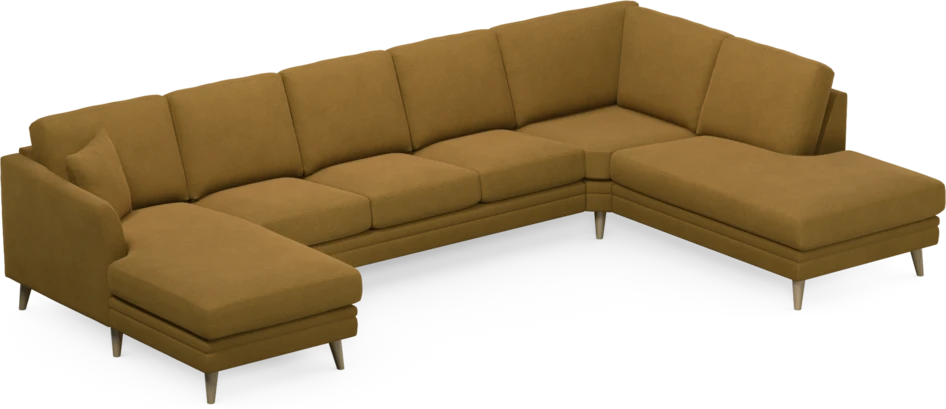 Eden - 3-sits soffa med schäslong vänster och divan höger - Gul