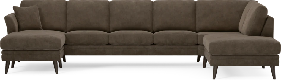Eden - 3-sits soffa med schäslong vänster och divan höger - Brun