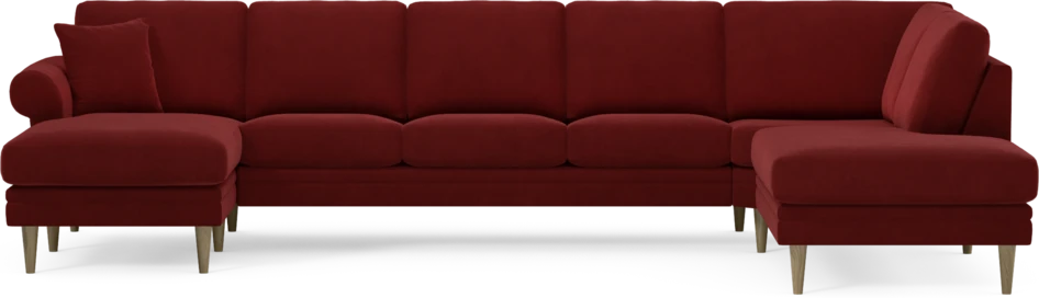 Eden - 3-sits soffa med schäslong vänster och divan höger - Röd