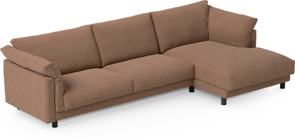Cherrie - 3-sits soffa med schäslong höger, fast klädsel - Orange