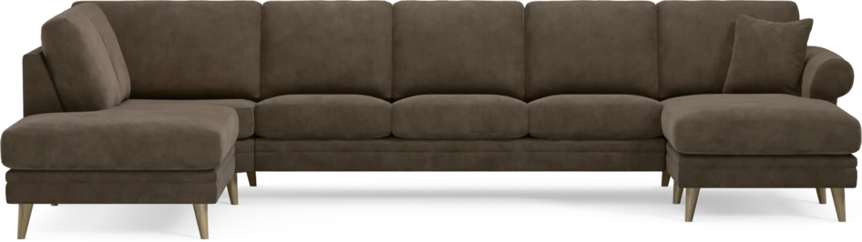 Eden - 3-sits soffa med divan vänster och schäslong höger - Brun