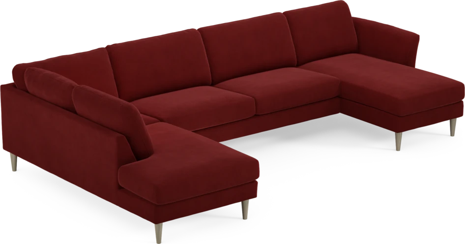Bridge - 3-sits soffa med divan vänster och schäslong höger - Röd