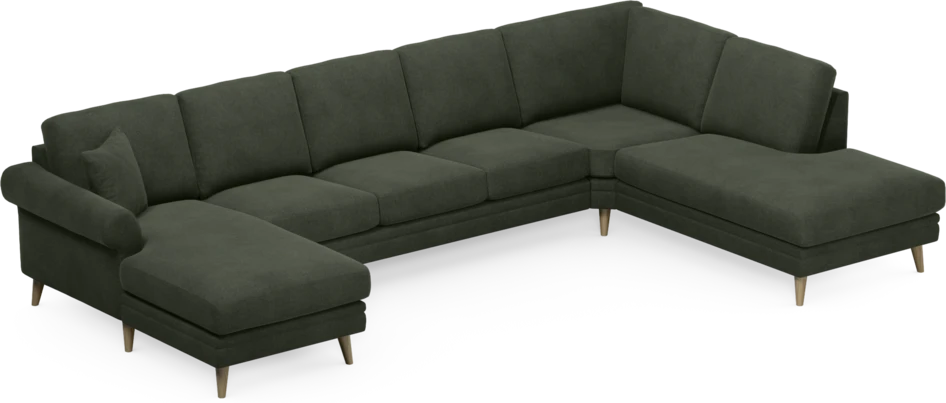 Eden - 3-sits soffa med schäslong vänster och divan höger - Grön