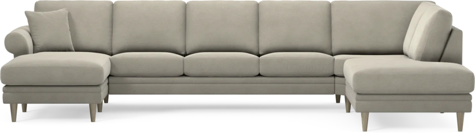 Eden - 3-sits soffa med schäslong vänster och divan höger - Brun