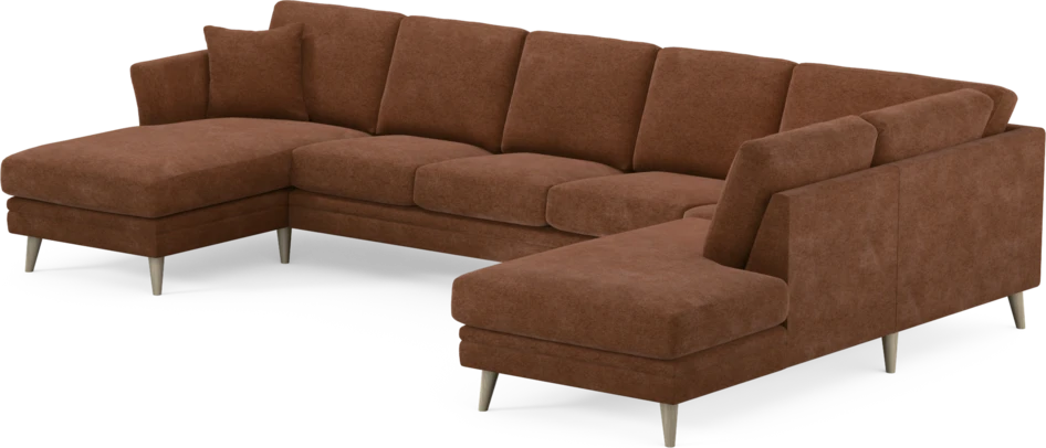 Eden - 3-sits soffa med schäslong vänster och divan höger - Orange