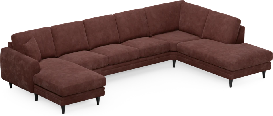 Eden - 3-sits soffa med schäslong vänster och divan höger - Röd