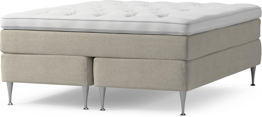 Delux Sense - Kontinentalsäng, dubbelsäng med bäddmadrass och sängben - Beige