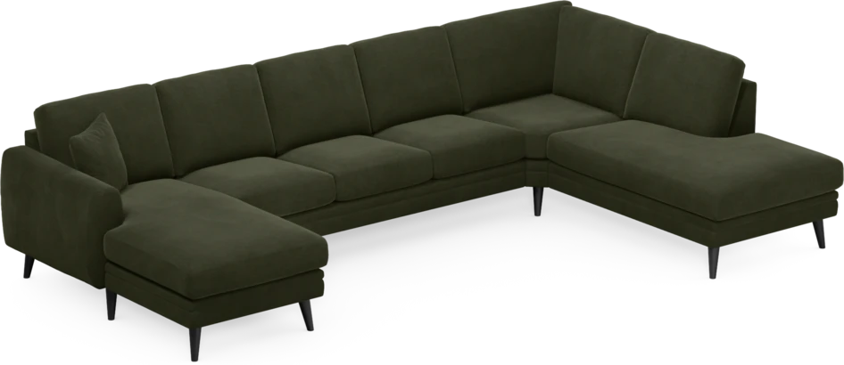 Eden - 3-sits soffa med schäslong vänster och divan höger - Grön