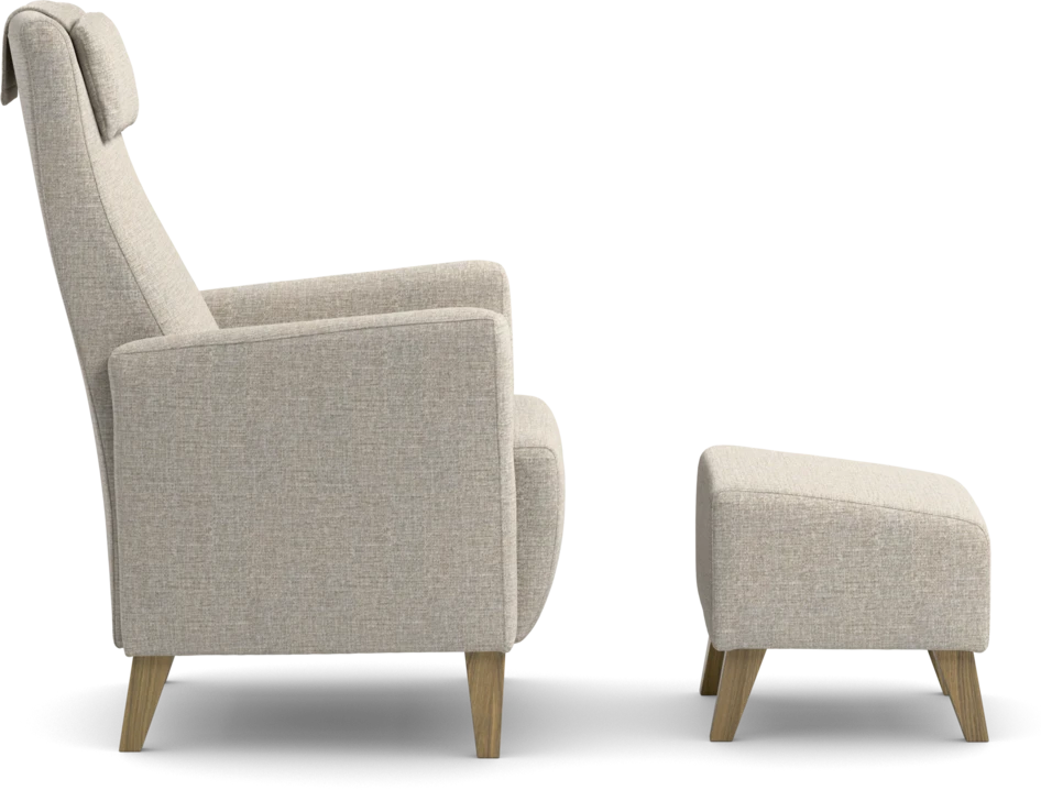 Erik - Fåtölj med fotpall - Beige