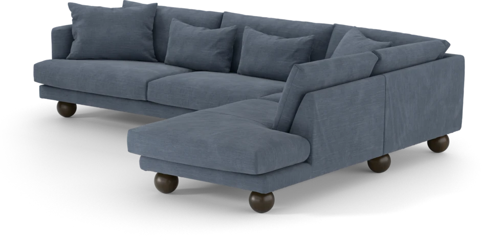 Harper - 3-sits soffa med divan höger - Blå