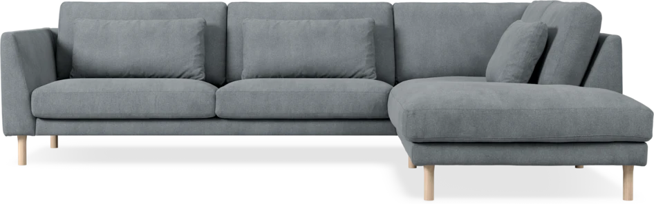 Willow - 3-sits soffa med divan höger, fast klädsel - Grå
