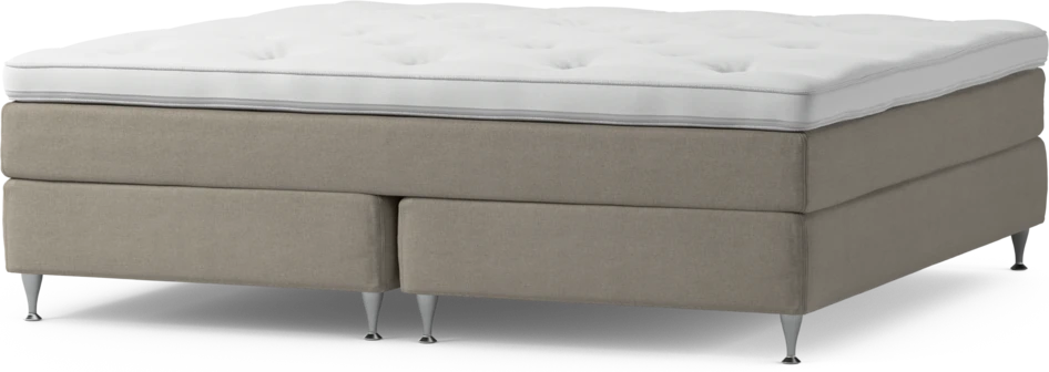 Delux Sense - Kontinentalsäng, dubbelsäng med bäddmadrass och sängben - Beige