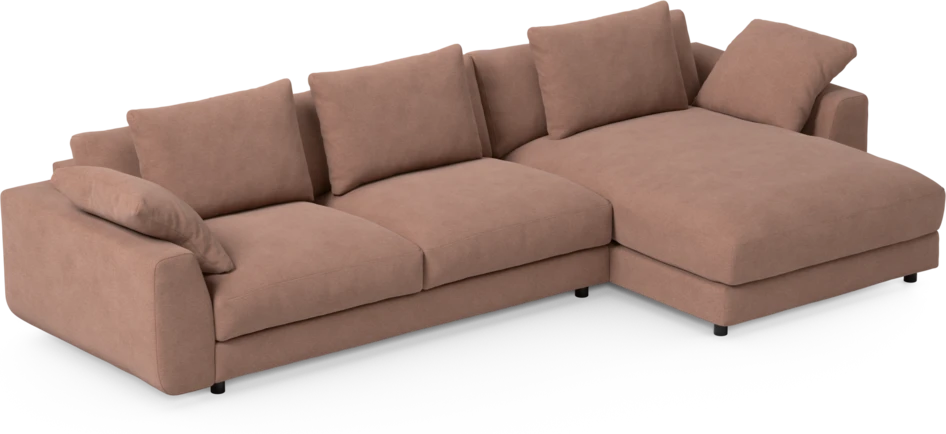 Amie - 3-sits med schäslong höger - Rosa