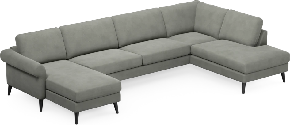 Bridge - 3-sits soffa med schäslong vänster och divan höger - Grå