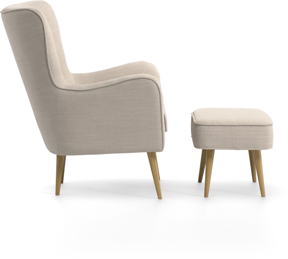 Cordelia - Fåtölj med fotpall - Beige