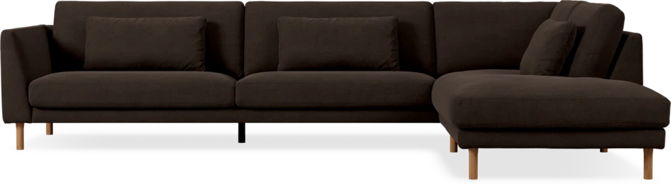 Willow - 4-sits soffa med divan höger, fast klädsel - Brun