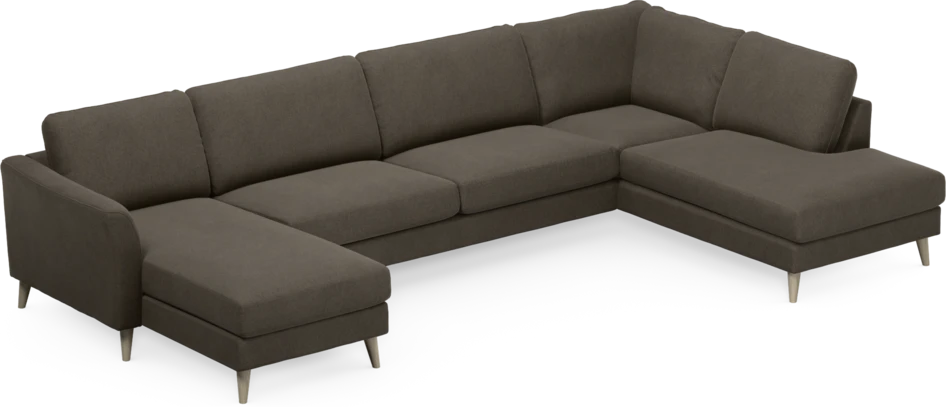 Bridge - 3-sits soffa med schäslong vänster och divan höger - Brun