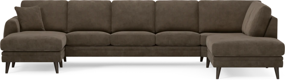 Eden - 3-sits soffa med schäslong vänster och divan höger - Brun