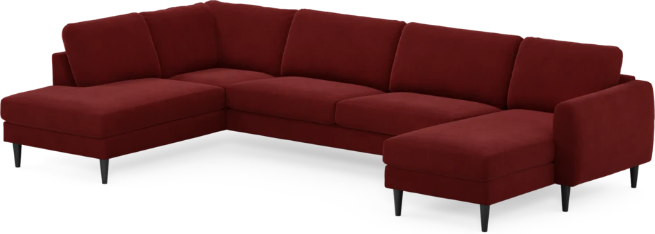Bridge - 3-sits soffa med divan vänster och schäslong höger - Röd
