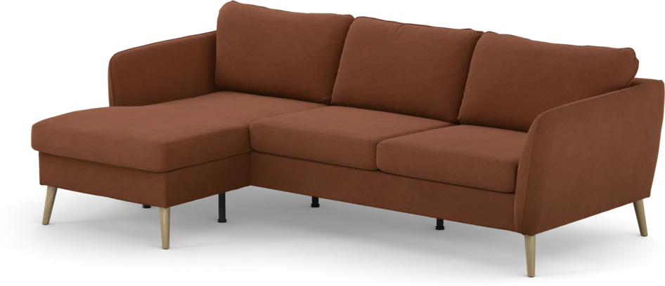 County - 3-sits soffa med flyttbar schäslong - Orange