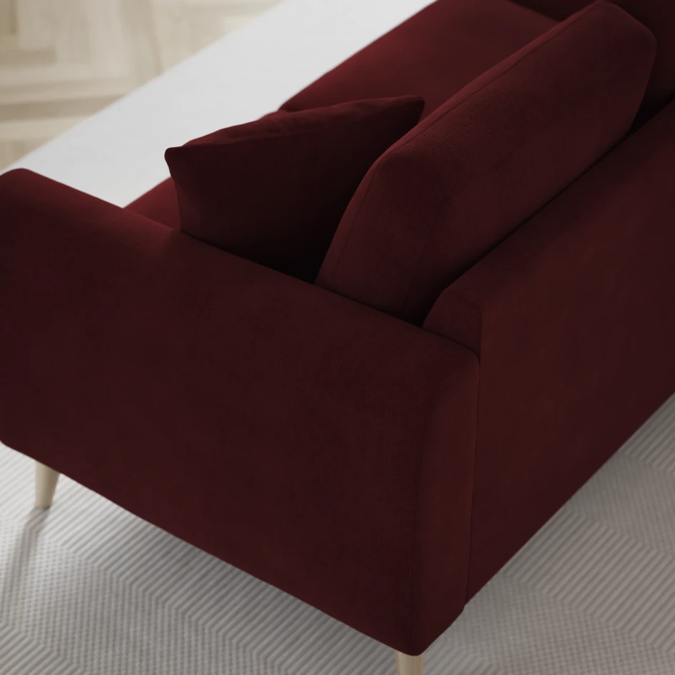 Eden - 3-sits soffa med schäslong vänster och divan höger - Röd