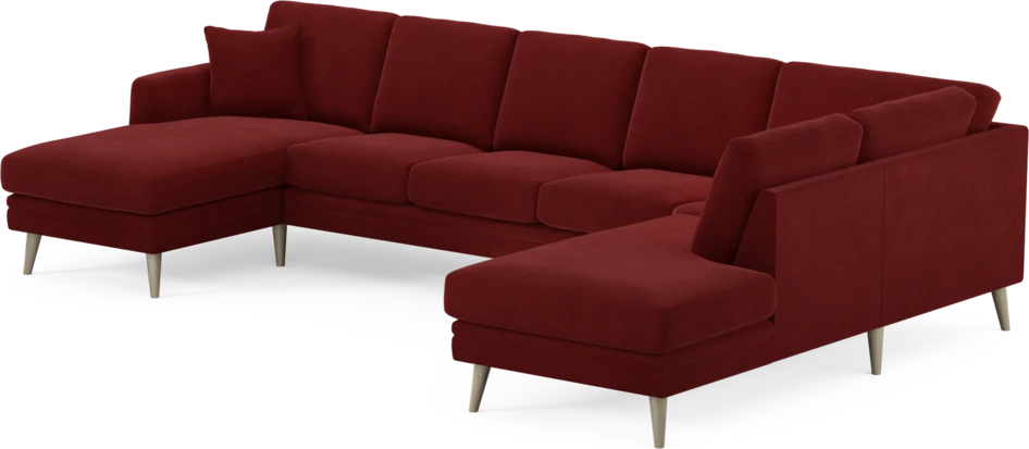 Eden - 3-sits soffa med schäslong vänster och divan höger - Röd
