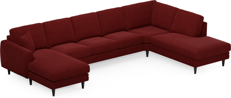 Eden - 3-sits soffa med schäslong vänster och divan höger - Röd