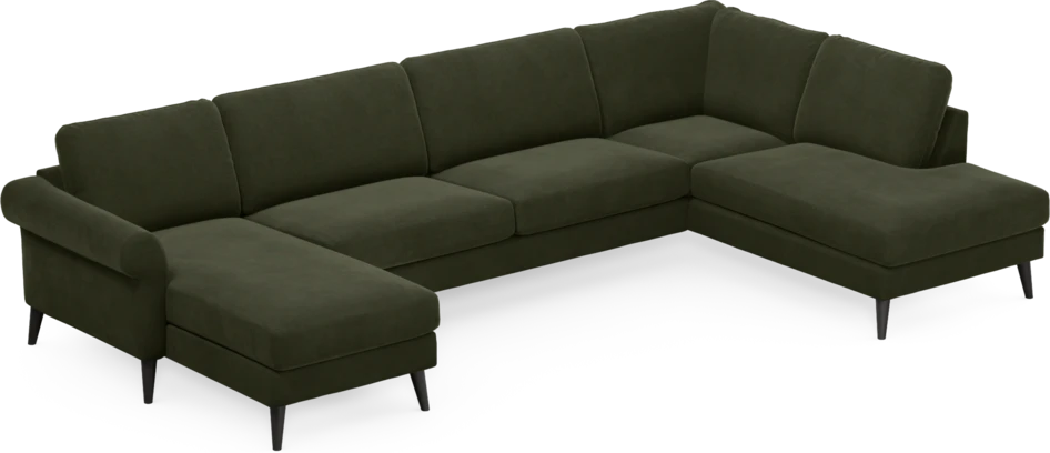 Bridge - 3-sits soffa med schäslong vänster och divan höger - Grön