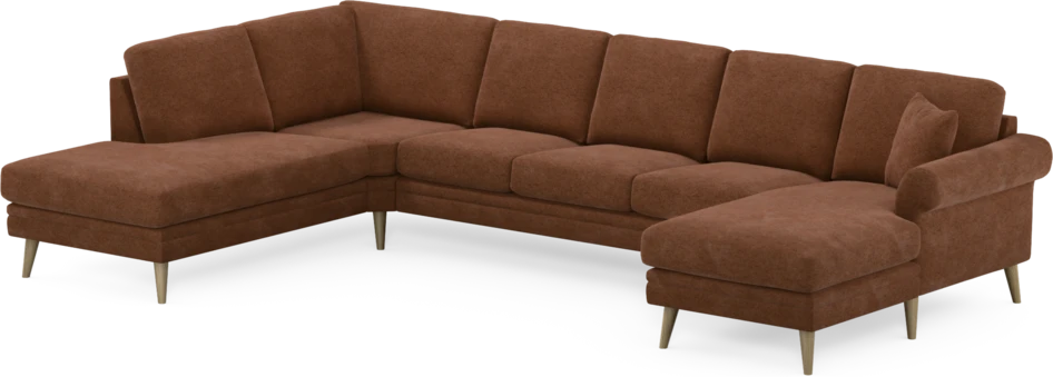 Eden - 3-sits soffa med divan vänster och schäslong höger - Orange