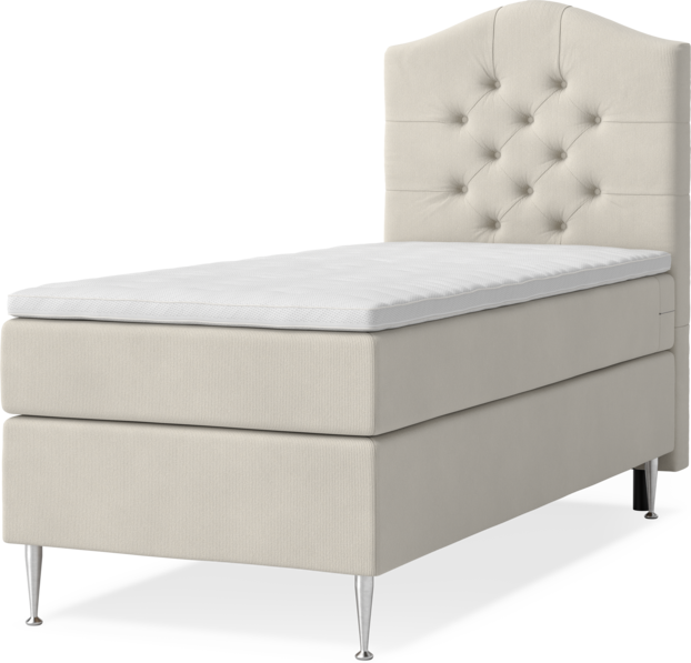 New York - Kontinentalsäng, enkelsäng med bäddmadrass och sänggavel välvd - Beige