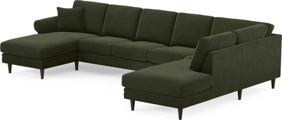 Eden - 3-sits soffa med schäslong vänster och divan höger - Grön