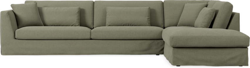 Willow - 4-sits soffa med divan höger, med kappa - Grön