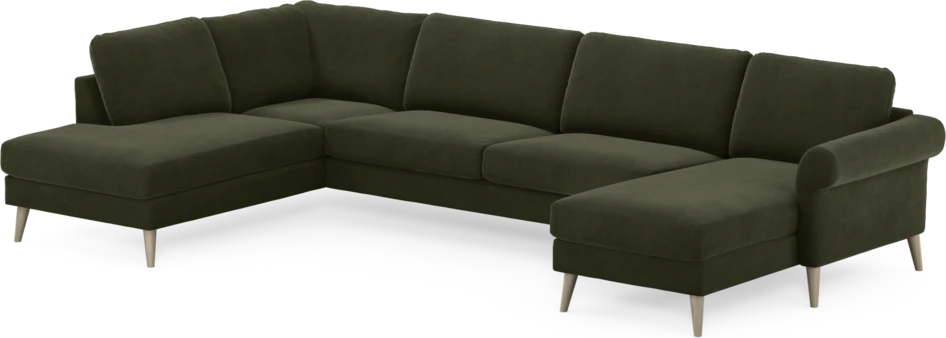 Bridge - 3-sits soffa med divan vänster och schäslong höger - Grön